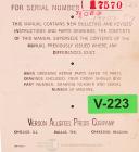 Verson-Verson Allsteel 17570 120 Press Supplement Parts and Wiring Manual 1963-17570-7 1/2-01